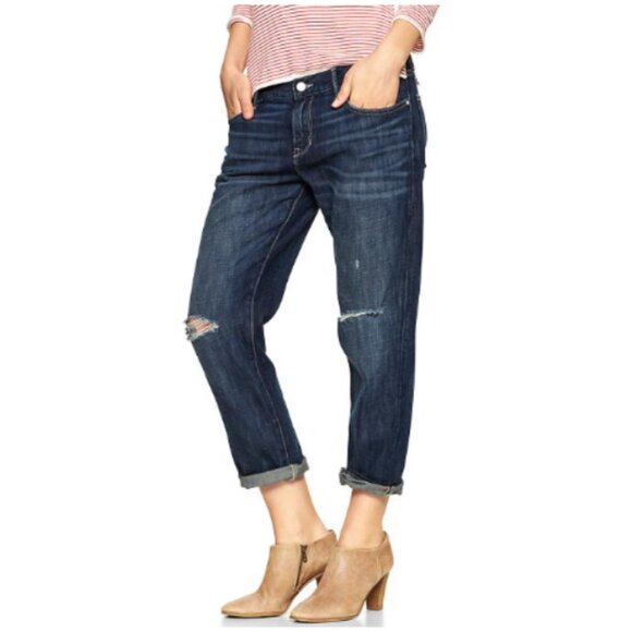 Gap Boyfriend Ripped Jeans Deconstructed Distressed 25 petite 0P XS - Picture 1 of 9